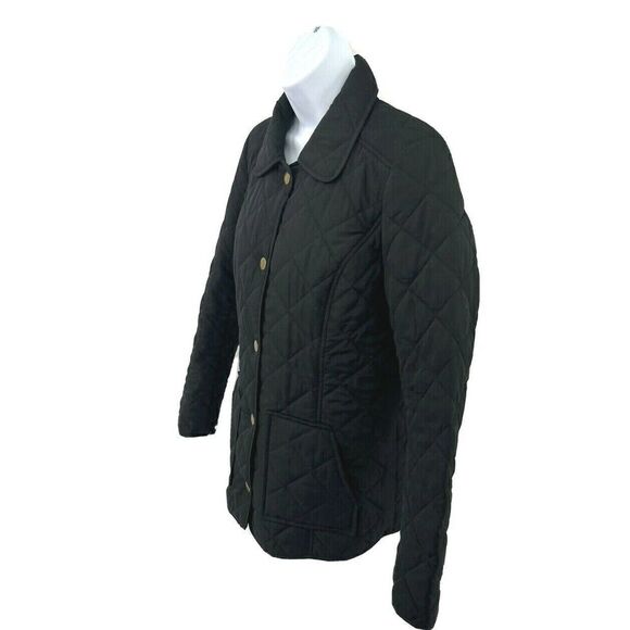 J. Jill Womens Black Quilted Jacket XS Snap Front Classy Equestrian Preppy - Picture 2 of 9